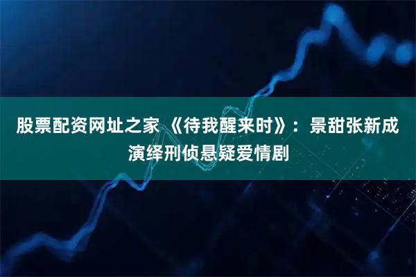 股票配资网址之家 《待我醒来时》：景甜张新成演绎刑侦悬疑爱情剧